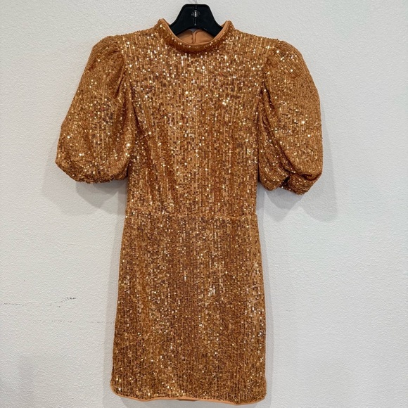 NWOT Camila Coelho Cassie Sequin Mini Dress Gold Women’s Size X-Small - Picture 15 of 15